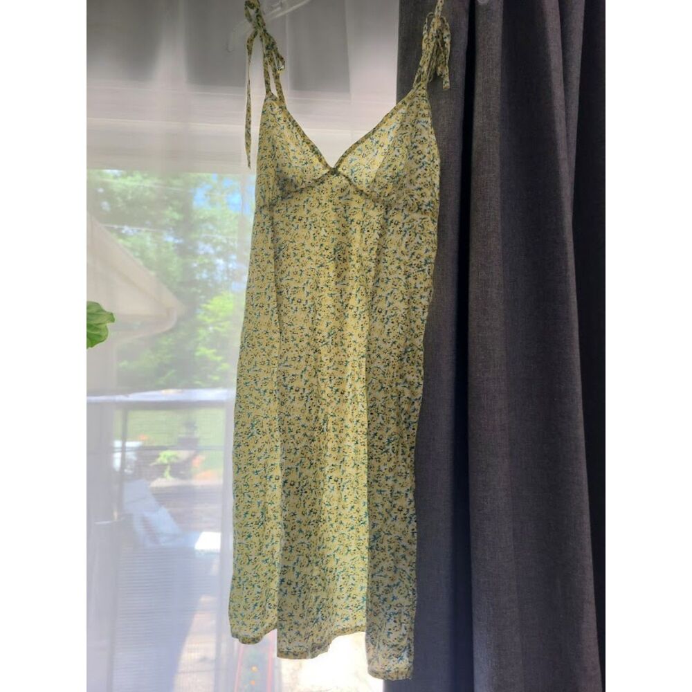 Sheer yellow floral dress